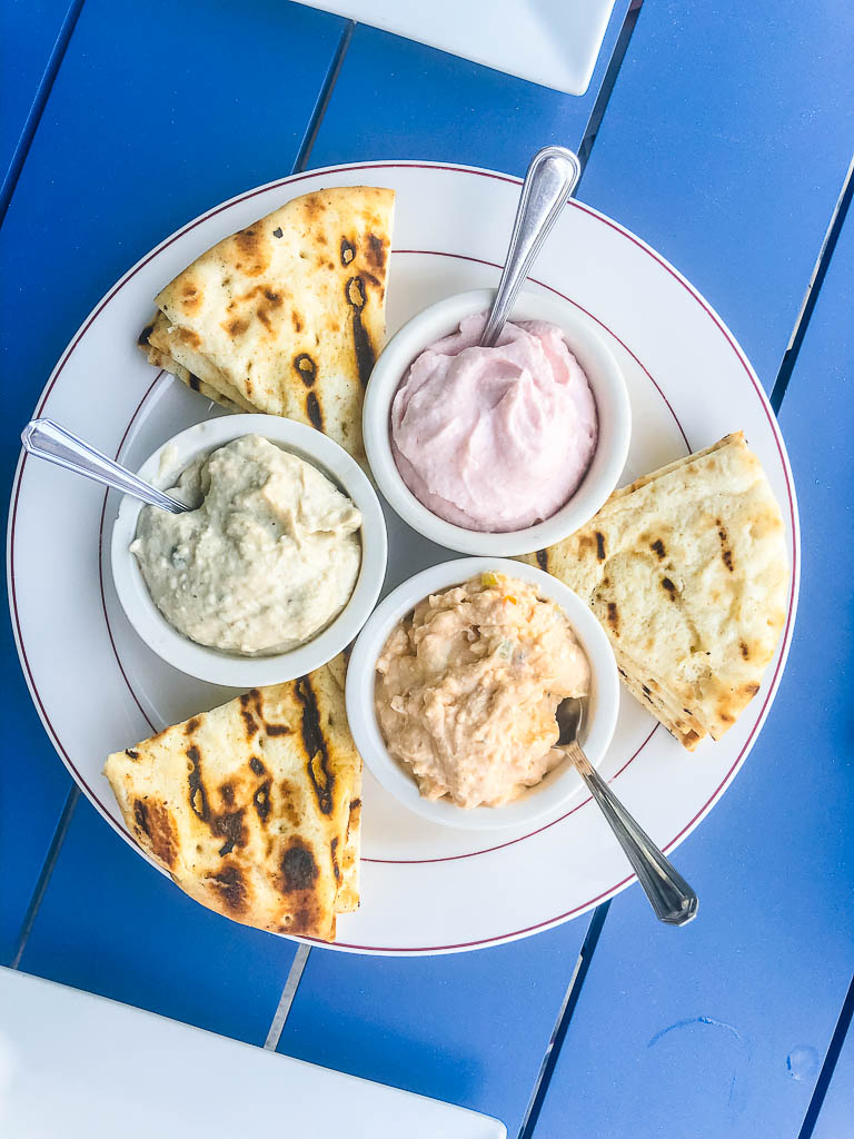 Greek mezze platter with pita breads | EVOO + Lemon restaurant review | foodwithaview.com