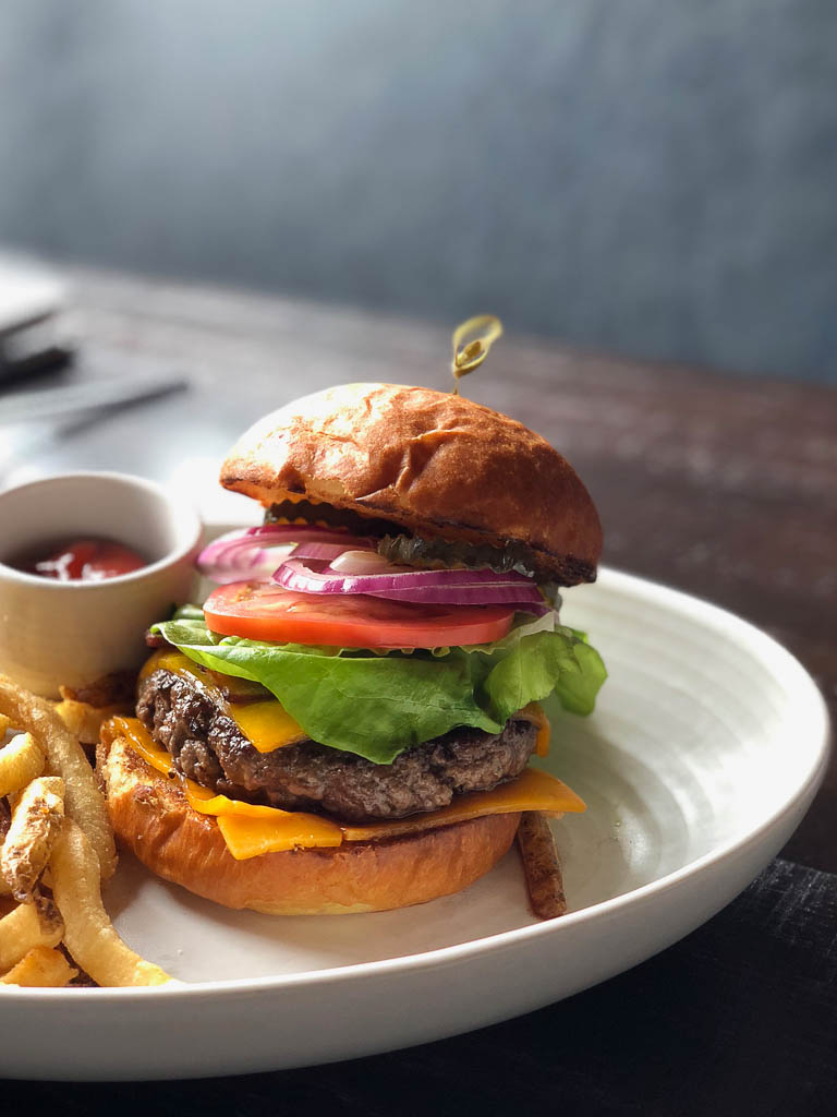 Burger with all the fixings | The Cassidy Bar + Kitchen | NJ Restaurant Reviews | foodwithaview.com