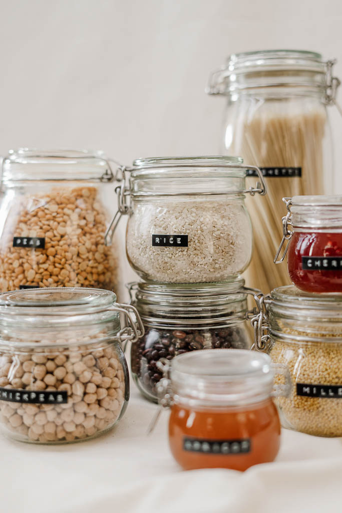 Pantry storage jars | pantry organization | making the most of social distancing | foodwithaview.com